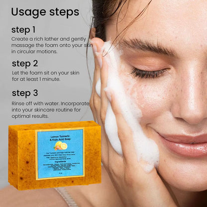 Turmeric Lemon Soap Bar for Face Body Tumeric Soap Smooth Skin Cleansing Natural Handmade Soap Skin Formula Soap for Women
