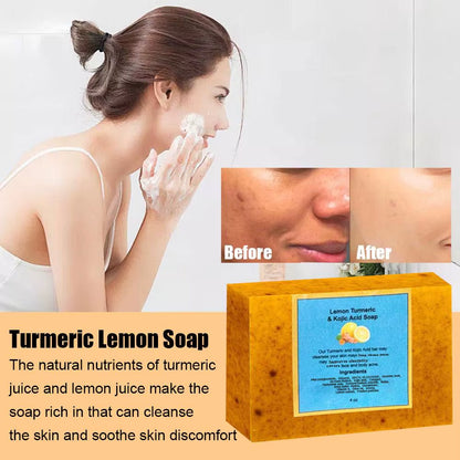 Turmeric Lemon Soap Bar for Face Body Tumeric Soap Smooth Skin Cleansing Natural Handmade Soap Skin Formula Soap for Women