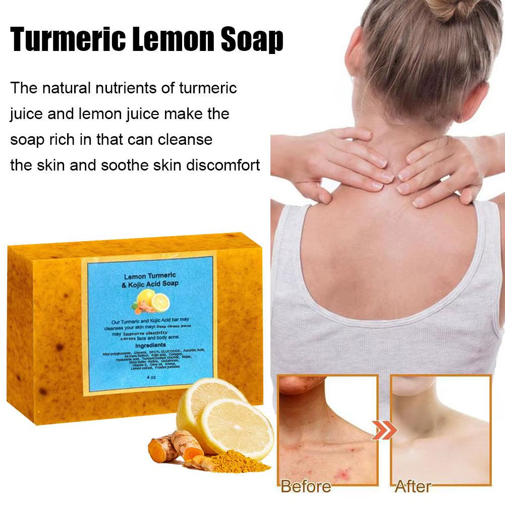 Turmeric Lemon Soap Bar for Face Body Tumeric Soap Smooth Skin Cleansing Natural Handmade Soap Skin Formula Soap for Women